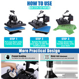 Heat Press Machine for Tshirts, 5 in 1 Heat Transfer Machine, 12" X 15" Heat Printing Press for Sublimation Combo with 360 Degree Rotation Swing Away AKEYDIY