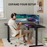 ErGear L-Shaped Electric Standing Desk, 63 inches Double Motor Height Adjustable Sit Stand up Corner Desk, Large Home Office Desk Computer ErGear