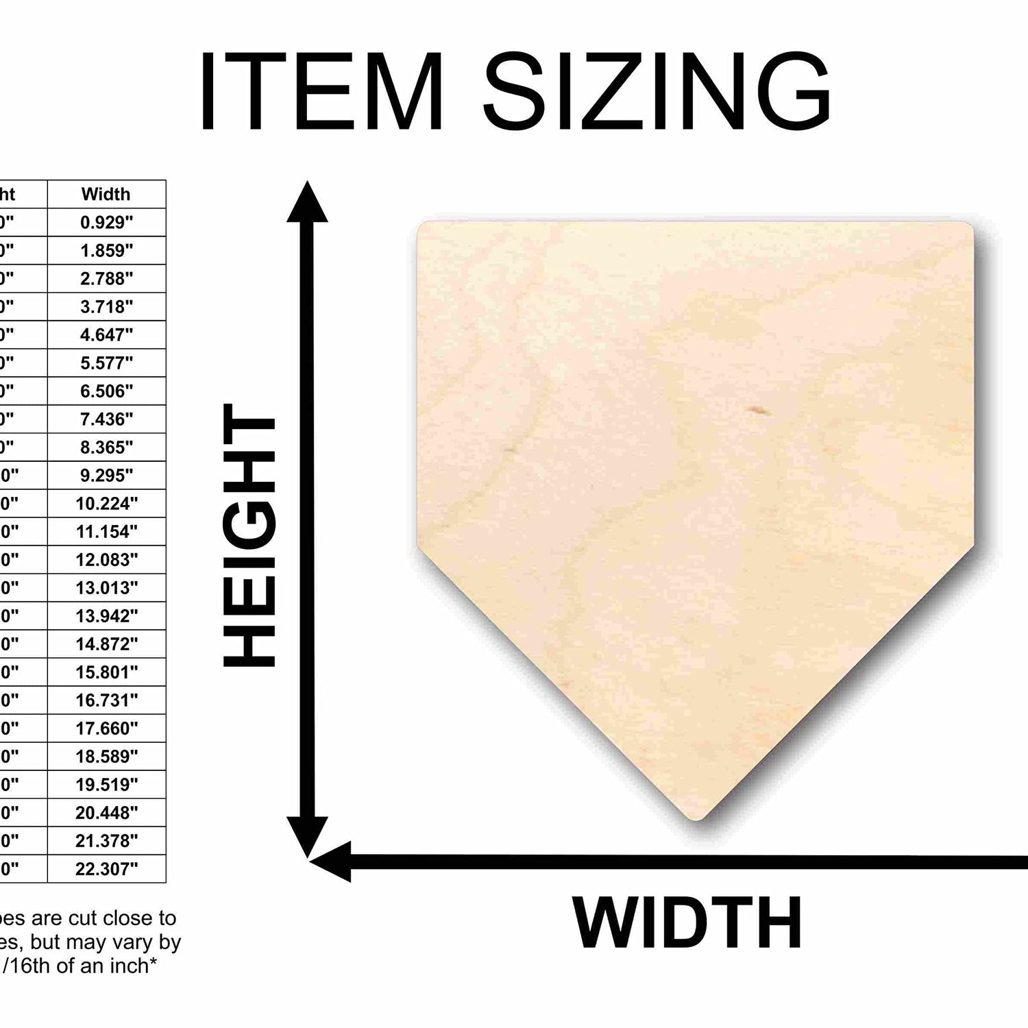 Unfinished Wood Home Plate Baseball Softball Diamond Base Silhouette - Craft- up to 24" DIY 12" / 1/8" 24 Hour Crafts