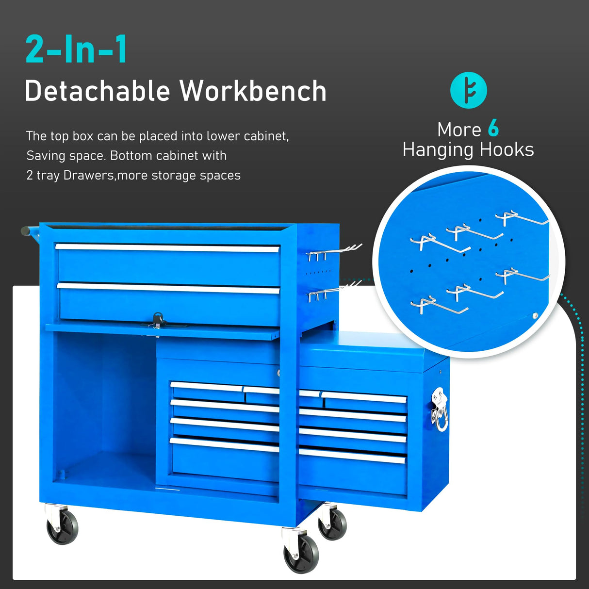 INTERGREAT Rolling Tool Chest with Wheels and 8 Drawers, Large Tool Cabinet with Drawers, Tool Storage Organizer Box with Key&Liner for Garage, INTERGREAT