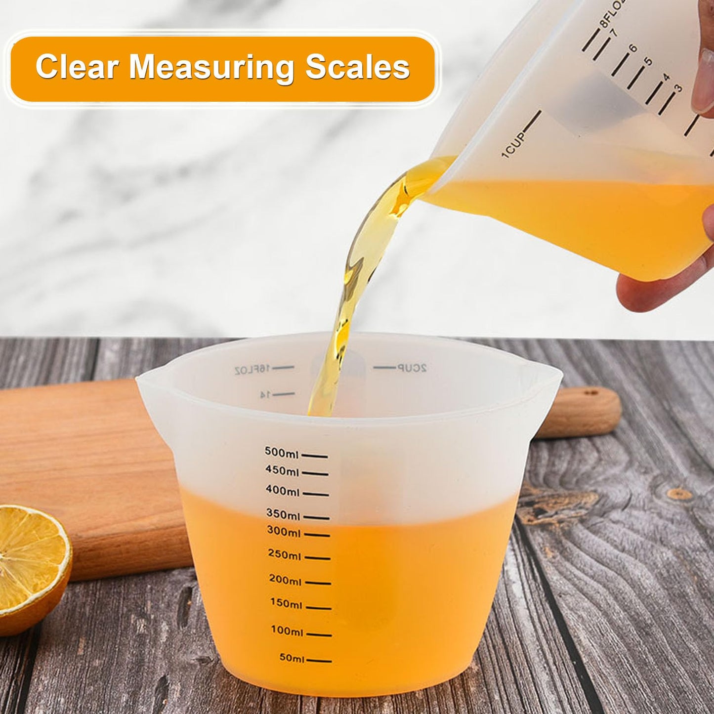 2 Pieces Large Silicone Measuring Cups 500ml Large Resin Mixing Pouring Silicone Cups for Epoxy Resin Jewelry Making (2 Pcs 500ml) - WoodArtSupply