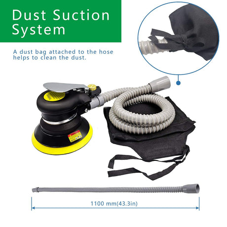 Air Random Orbital Sander, 5"6"Vacuum Air Sander, Dual Action Pneumatic Sander include5 inch 6 Inch Pads and sandpaper, Polisher for Car or Metal StrongTools