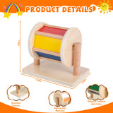 Montessori Baby Toys Play Kit Montessori Mirror Peekaboo Knob Puzzle, Medium Spinning Drum and Rainbow Fabric Ball Kit Toys for 6-12Months Toddlers Adena Montessori