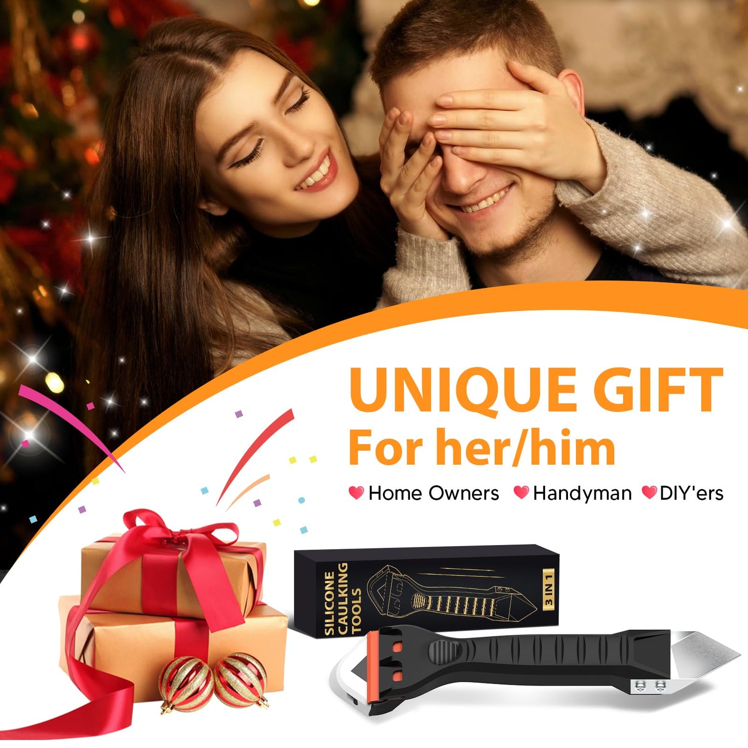 Silicone Caulking Tool Caulk Remover 3 in 1 - Upgraded Grout Removal Tool Kit Smooth Caulk for Bathroom Tub Shower Window Floor Glue Trowel Paint HELEMAN