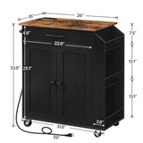 HOOBRO Kitchen Island with Power Outlet, Kitchen Storage Island with Spice Rack and Drawer, Rolling Kitchen Cart on Wheels, for Home, Kitchen and HOOBRO