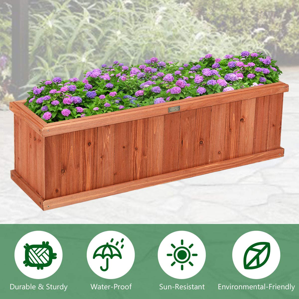 Giantex Raised Garden Bed Flower or Vegetable Planter Window Mounted Plant Box for Garden, Yard Wood Box for Planting (40" LX12 WX12 H) - WoodArtSupply