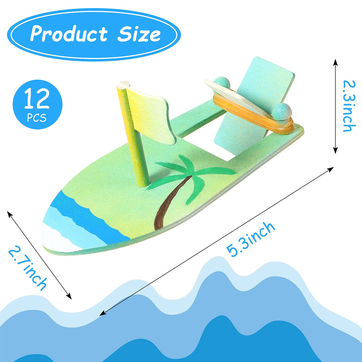 DIY Wooden Boat Kits Wooden Sailboat Blank Craft Rubber Band Paddle Boat Paint and Decorate Summer Wooden Boat Model for Kids Handmade DIY School BBTO