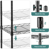 Homdox 6-Tier Storage Shelf Wire Shelving Unit Free Standing Rack Organization with Caster Wheels, Stainless Side Hooks, Black Homdox