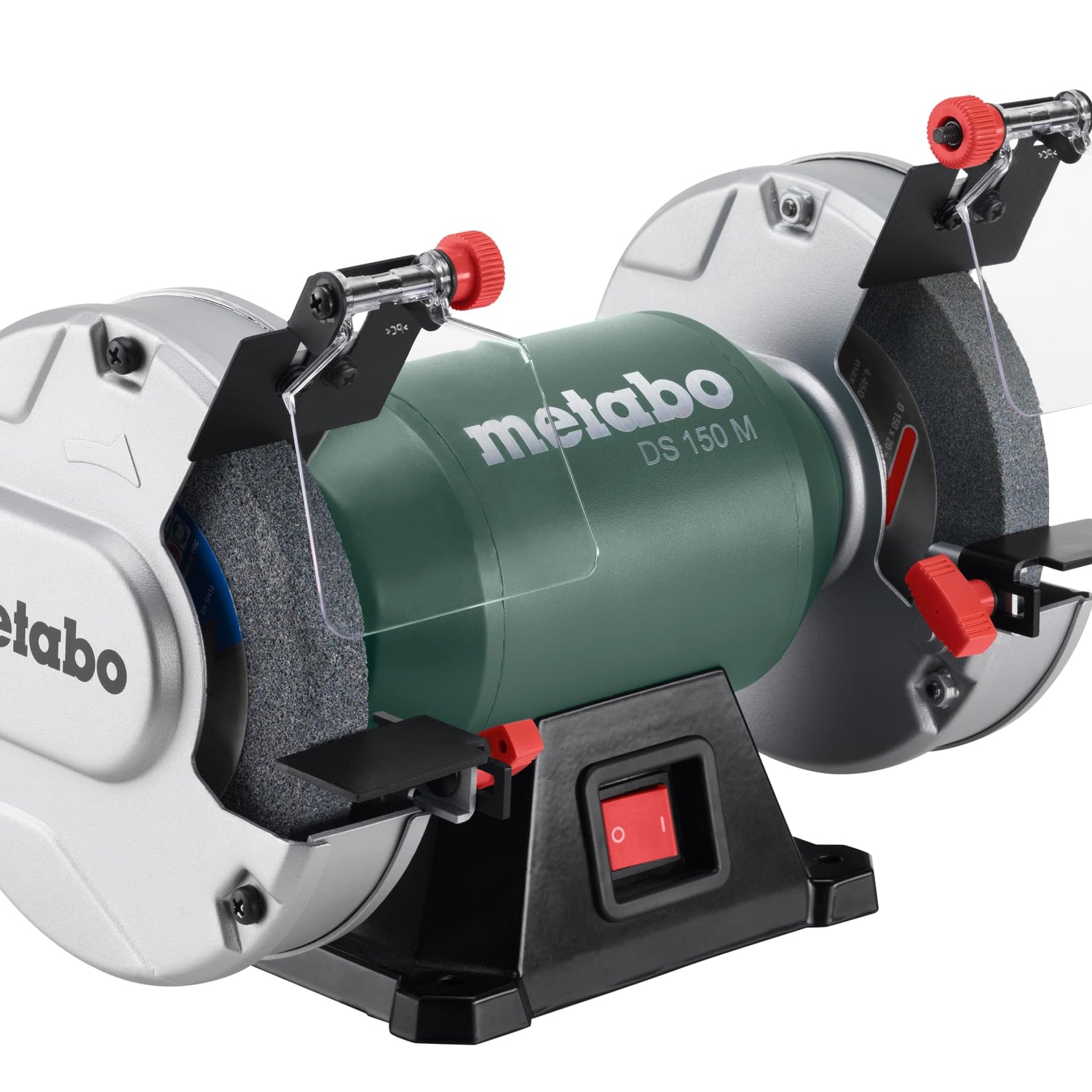Metabo 6-Inch Shop Bench Grinder | 370 W | 3.4 Amp | Adjustable Eye Shield and Spark Deflectors | 3-Year Limited Warranty | DS 150 M, Green Metabo