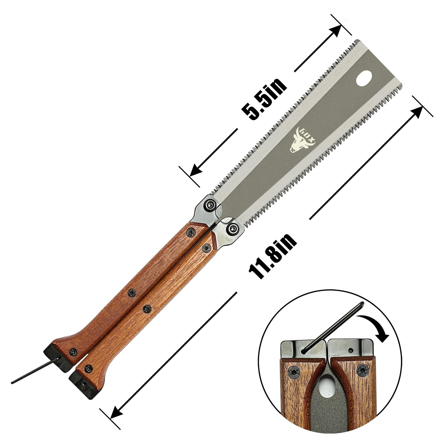 6OX 5.5 Inch Mini Folding Japanese Pull Saw 10/12 TPI SK5 Double Edges for Woodworking 6OX