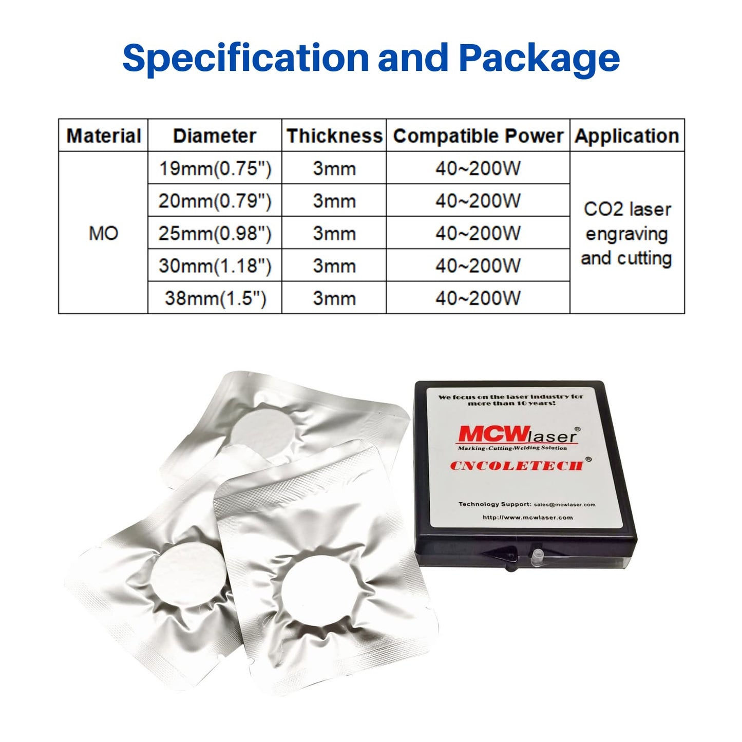 CNCOLETECH Mo Mirror 3PCS Dia:25mm for CO2 Laser Engraving Cutting Engraver/Cutter 80W 100W 130W 150W 180W - WoodArtSupply