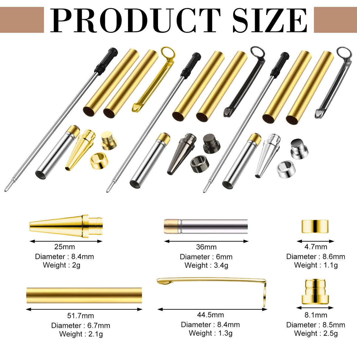 Colarr Slimline Pen Kit Twist Pen Kit with Pen Mandrel Pen Turning Supplies Pen Turning Tools for Home DIY Wood Turning Making Woodworking Supplies Colarr