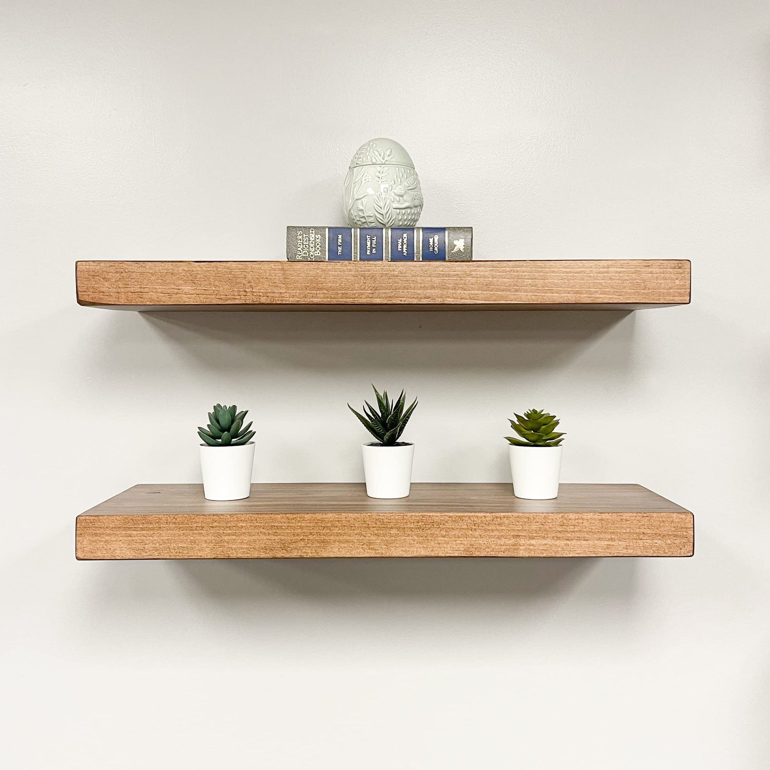 AUDRIELLE URBANDI, Rustic Floating Shelves, Set of 2, Hidden Bracket, Solid Wood, Heavy Duty, Wall Mounted Shelves, (Brown, 24Wx6D) WoodArtSupply