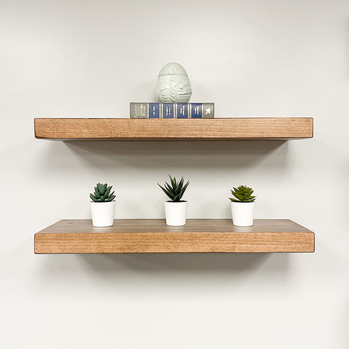 AUDRIELLE URBANDI, Rustic Floating Shelves, Set of 2, Hidden Bracket, Solid Wood, Heavy Duty, Wall Mounted Shelves, (Brown, 24Wx6D) WoodArtSupply