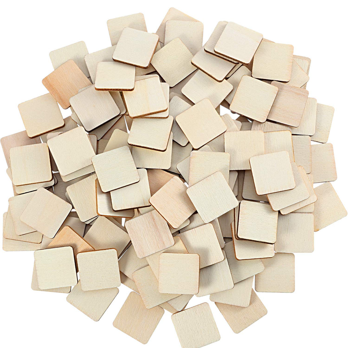 Unfinished Wood Pieces Blank Wood Squares Round Corner Wooden Cutouts for DIY Supplies, Craft, Decoration, Laser Engraving Carving (1 x 1 Inch, 200 Boao