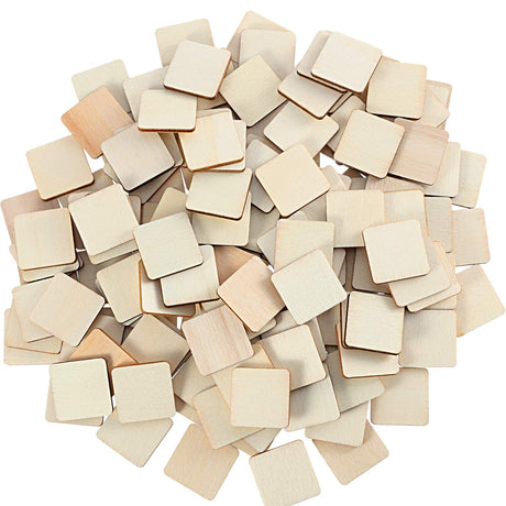 Unfinished Wood Pieces Blank Wood Squares Round Corner Wooden Cutouts for DIY Supplies, Craft, Decoration, Laser Engraving Carving (1 x 1 Inch, 200 Boao