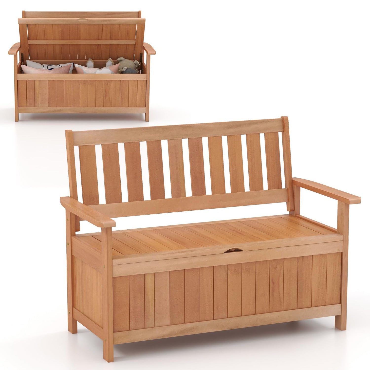 Tangkula 48 Inch Hardwood Patio Storage Loveseat with Versatile Flip Top Design Tangkula