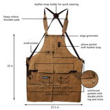 Waxed Canvas Shop Apron for Men & Women.Woodworking Aprons Heavy Duty Work Apron with Pockets. Big Bulk Tool Apron with Adjustable Cross-Back Jefaniim