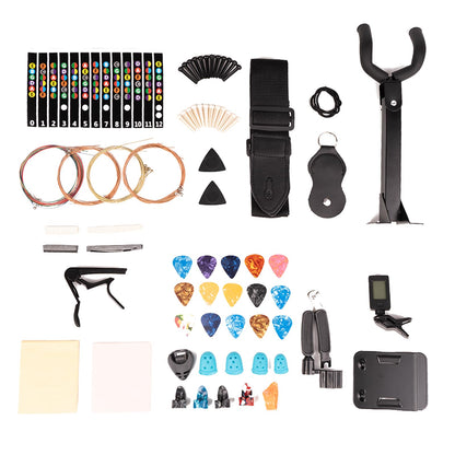 Moomuto 88PCS Acoustic Guitar Accessories Kit Include Acoustic Guitar Strings,Tuner,Capo,Thumb Finger Picks,3-in-1 Restring Tool,Bridge Pins,Guitar - WoodArtSupply