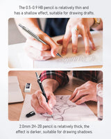 Nicpro 6PCS Art Mechanical Pencils Set, 3 PCS Metal Drafting Pencil 0.5 mm & 0.7 mm & 0.9 mm & 3 PCS 2mm Graphite Lead Holder (2B HB 2H) For Writing, Nicpro