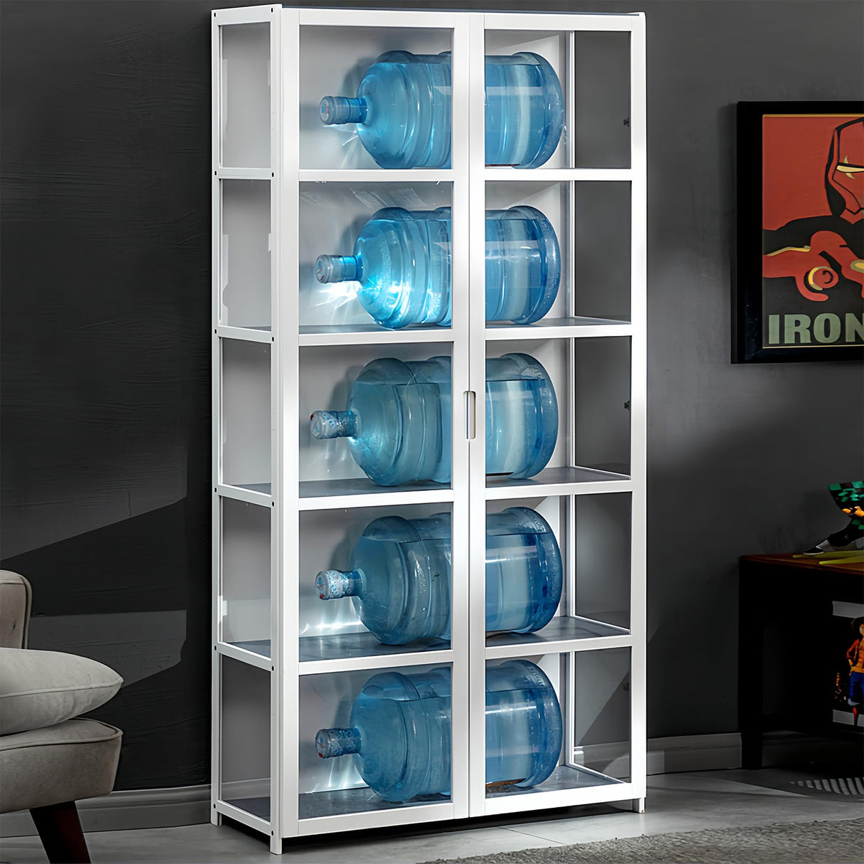 HDROGUV 5-Tier Acrylic Glass Curio Display Cabinet – Stylish Organiser for Books, Toys, and Collectibles HDROGUV