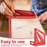 3D Multi-Angle Measuring Ruler, Aluminum Alloy Imperial Woodworking Square Ruler, Precise 22.5°- 90° Drawing Liner Scriber, with Wrench, for Janoiuc