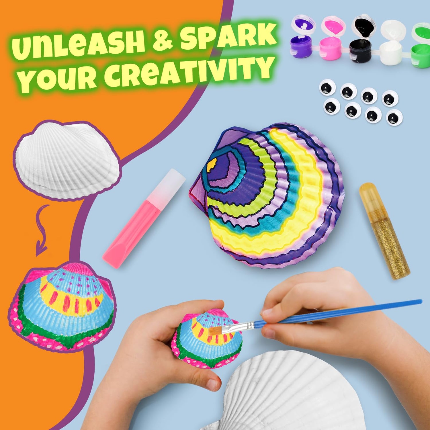 Nicmore Kids Sea Shell Art & Crafts: Glow in The Darkness Painting Kits Crafts for Age 4-6 4-8 8-12 Gift for Boys Girls Art Supplies Activities Nicmore