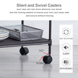 OVICAR 4-Tier Wire Storage Shelves, Adjustable Shelving Units with Wheels, Steel Metal Storage Rack for Kitchen Pantry Closet Laundry, Durable OVICAR