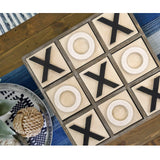 JEVERGN 12.6" Large Tic Tac Toe Game, Rustic Wooden Coffee Table Game, Wood Tic-tac-Toe Board Game with Decor, Family Games for Adult & Kids, Washed JEVERGN
