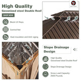 YOLENY 12' x 20' Gazebo, Hardtop Gazebo Wood-Looking Gazebo with Galvanized Steel Double Roof, Aluminum Frame, Outdoor Patio Hardtop Gazebo with YOLENY