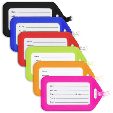 Mifflin-USA Luggage Tags (Assorted, 6 PK), Bag Tag for Baggage, Suitcase Tags Bulk MIFFLIN