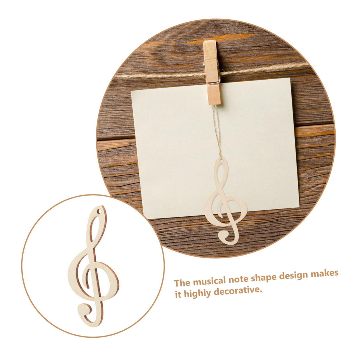 TEHAUX 10pcs Home Decor Wood Door Sign DIY Wooden Craft Musical Theme Party Favor Wood Centerpieces Wooden Slices Music Note Cutouts Wood DIY Craft TEHAUX