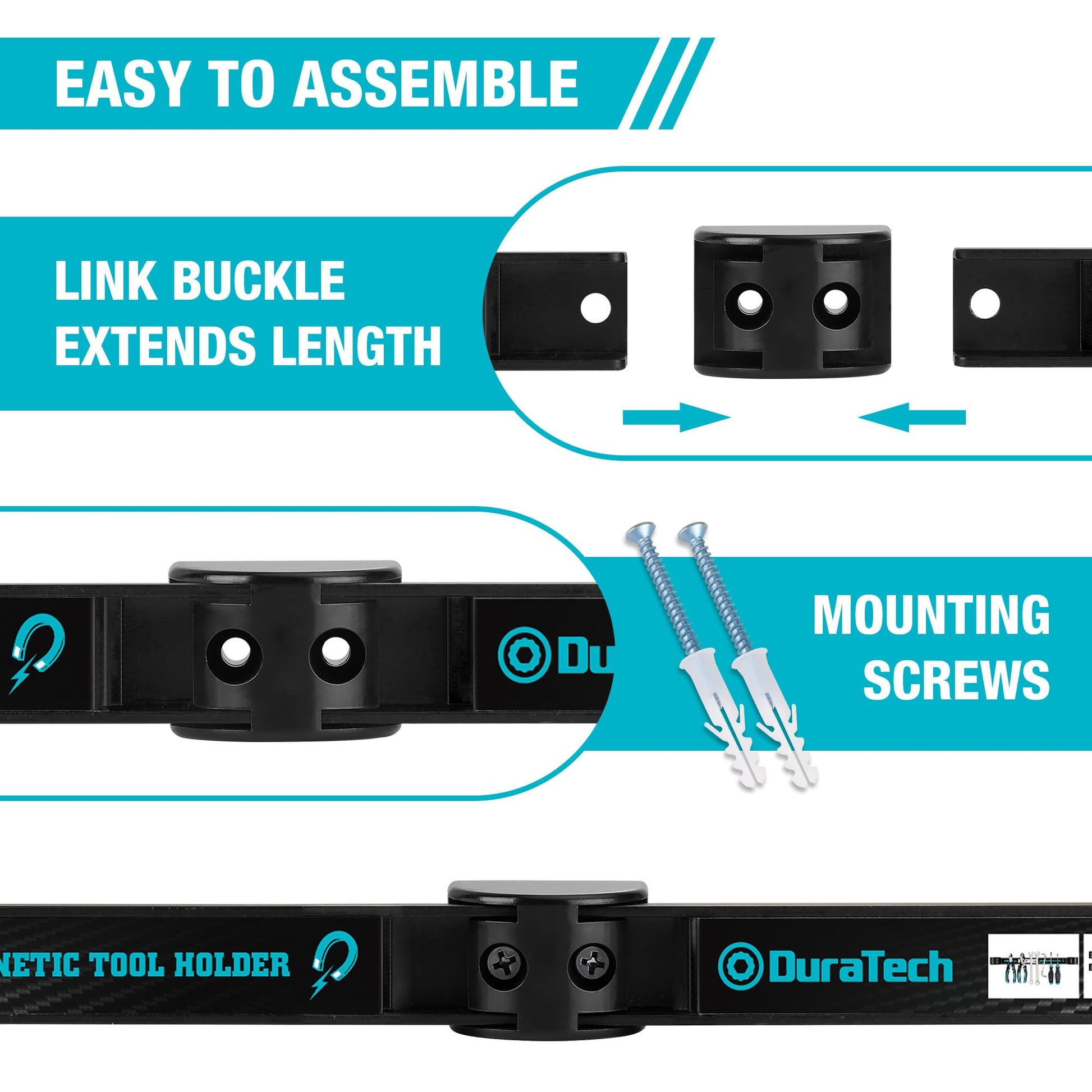 DURATECH 4 Pack 12" Magnetic Tool Holder Strip, Heavy Duty Magnetic Tool Bar, Magnetic Space Saving Tool Organizer with Mounting Screws for Garage, - WoodArtSupply