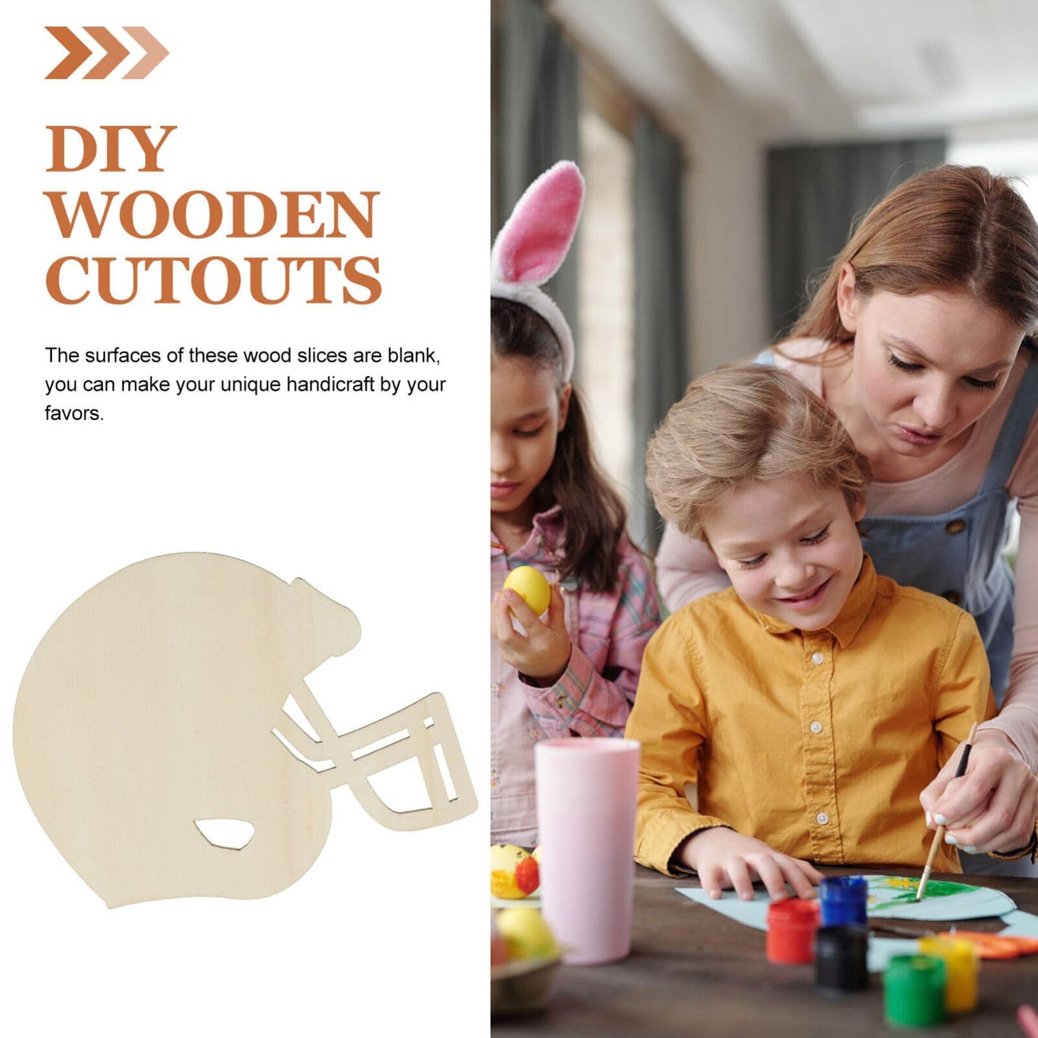 VILLCASE 20pcs Helmet Unfinished Wood Football Hockey Helmet Shaped Wood Slices Helmet Wooden Ornaments for Crafts Painting Door Sign Wedding Home VILLCASE