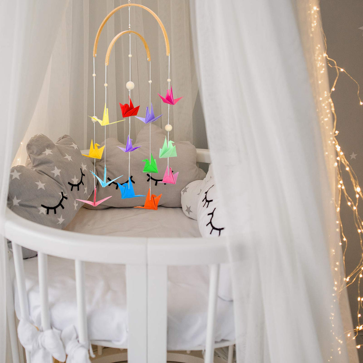 Tatuo Nursery Mobile Crib Bed Bell Ceiling Wooden Wind Chime Hanging DIY Wooden Frame Ornaments Handmade Kit for Infant Toys Nursing Accessories Tatuo