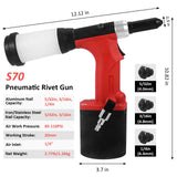 SHININGEYES Pneumatic Rivet Gun S70 Heavy Duty Air Hydraulic Rivet Gun Professional Riveting Tool Air Power Tool with Waste Rivet SHININGEYES