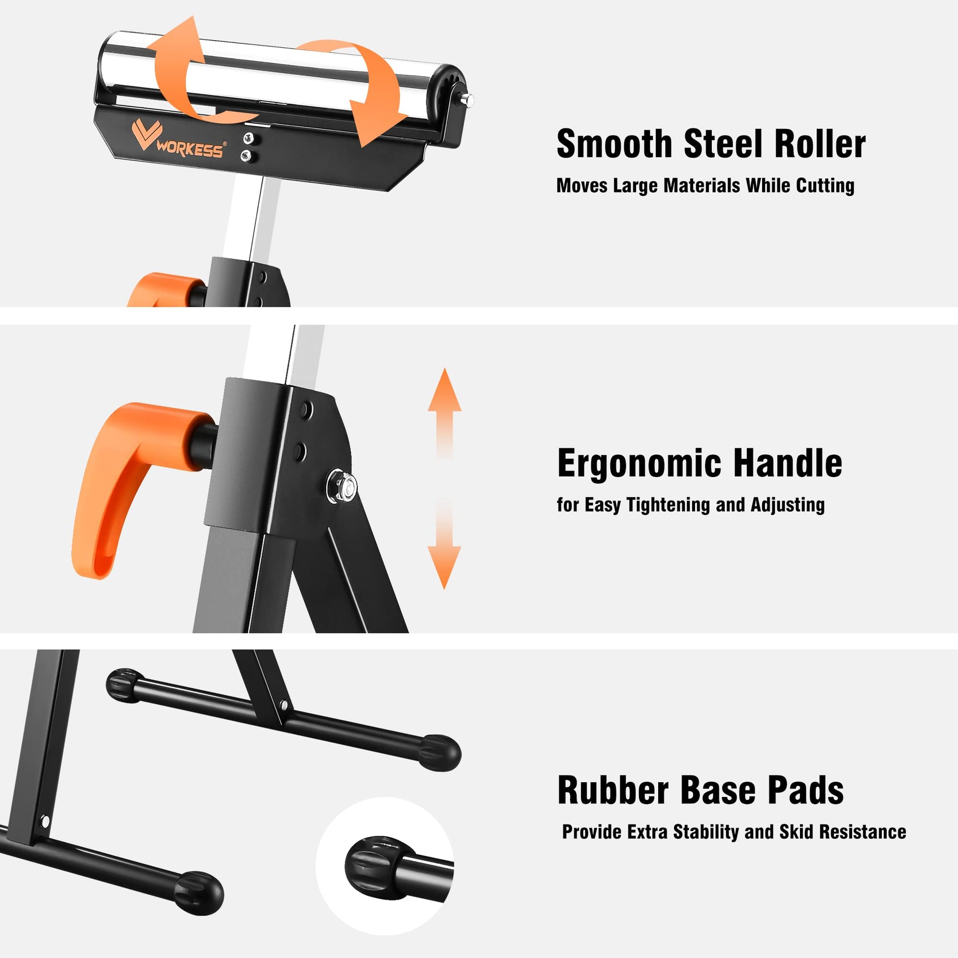 WORKESS Roller Support Stand 132 Lbs Load Capacity, Twin Pack WK-RS004T - WoodArtSupply