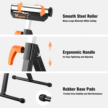 WORKESS Roller Support Stand 132 Lbs Load Capacity, Twin Pack WK-RS004T - WoodArtSupply