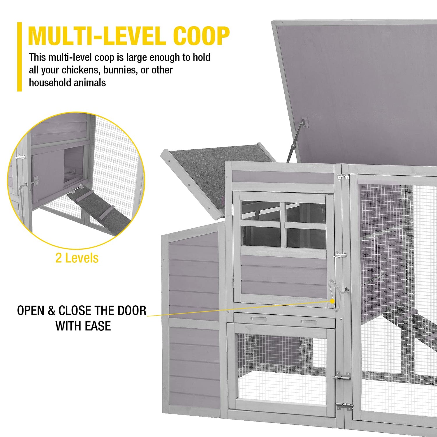 Aivituvin Chicken Houses and Coops Outdoor Coop, Large Coop Wooden Hen House Poultry Cage with Nest Box and Large Run -78in Aivituvin