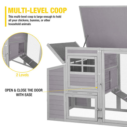 Aivituvin Chicken Houses and Coops Outdoor Coop, Large Coop Wooden Hen House Poultry Cage with Nest Box and Large Run -78in - WoodArtSupply