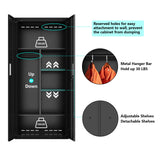 Metal Storage Cabinets Locker for Home Office, 71" Garage Storage Cabinet with Lockable Door,Adjustable Shelves and Hanging Rod, Steel Wardrobe kingwolfox