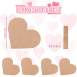 Whaline 12Pcs Valentine's Day Heart Shaped Table Wooden Sign Unfinished Blank Heart Density Board Slice Double-Sided Tabletop Heart Decor for Wedding Whaline