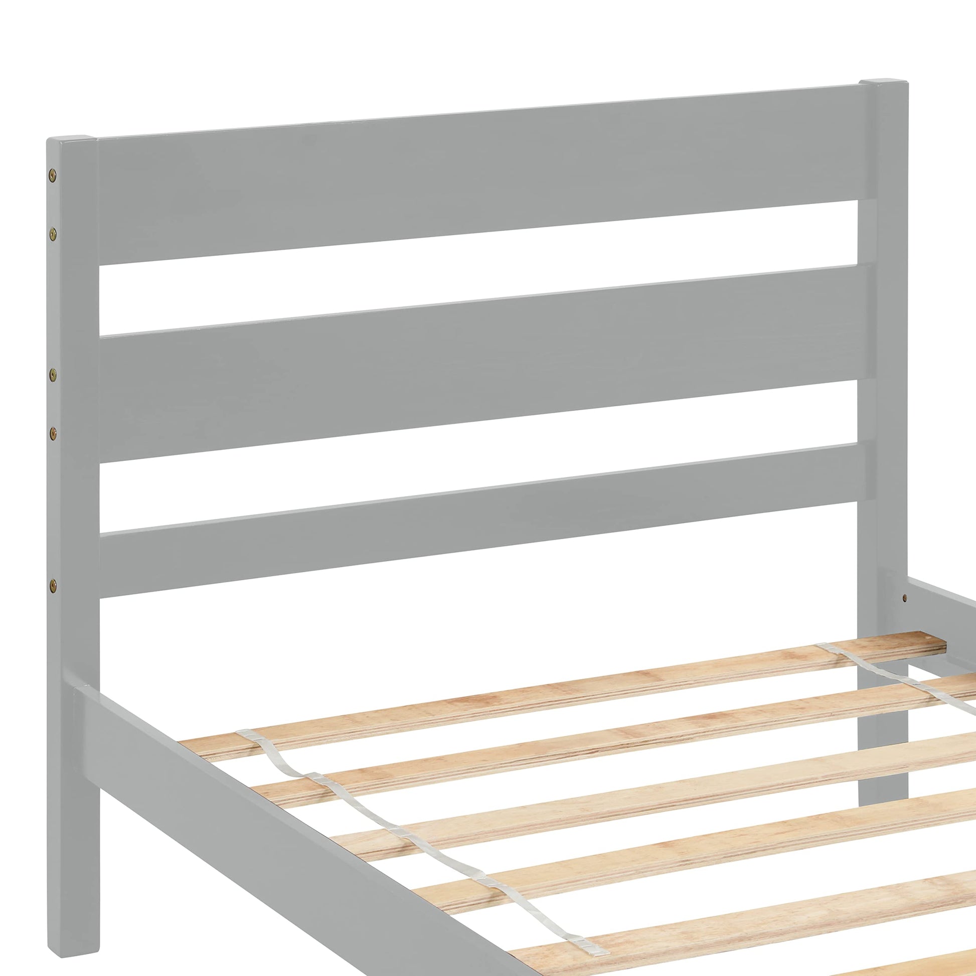 Twin Size Wooden Bed Frame with Headboard & Footboard - Lostcat Grey Platform Bed for Space-Saving Living - WoodArtSupply