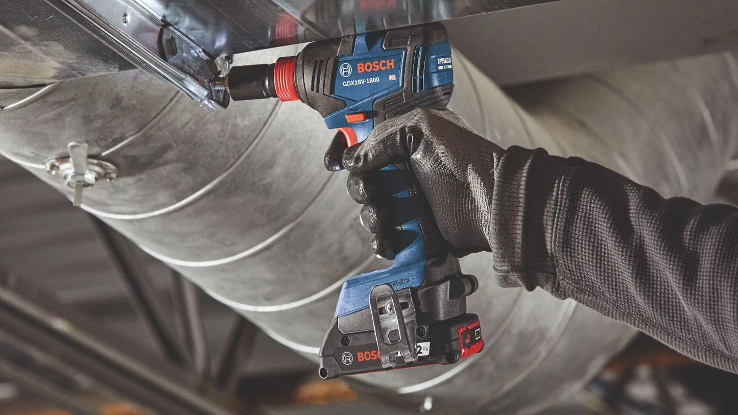 BOSCH GXL18V-240B22 18V 2-Tool Combo Kit with 1/2 In. Hammer Drill/Driver, Two-In-One 1/4 In. and 1/2 In. Bit/Socket Impact Driver/Wrench and (2) 2 - WoodArtSupply