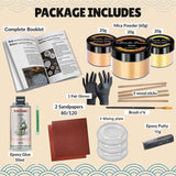 Bio Kintsugi Repair Kit Gold with Complet 15 Pages Booklet Manual 60g Gold Mica Powder for Japanese Gold Repair Kit DIY Craft Kits for Adults Pottery Plearty