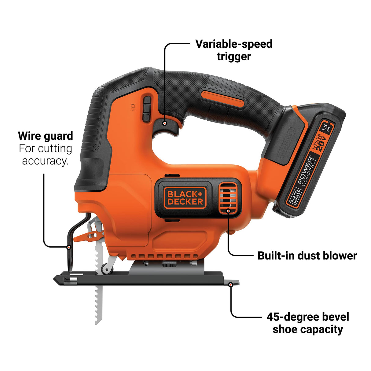 BLACK+DECKER 20V MAX* POWERCONNECT Cordless Jig Saw (BDCJS20C) BLACK+DECKER