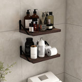 SAUMONIERES Floating Shelves Wall Shelf for Decor Bedroom Bathroom Living Room Wood Mounted Wide Deep Storage, Rustic Brown Wall Shelves Set of 2 SAUMONIERES