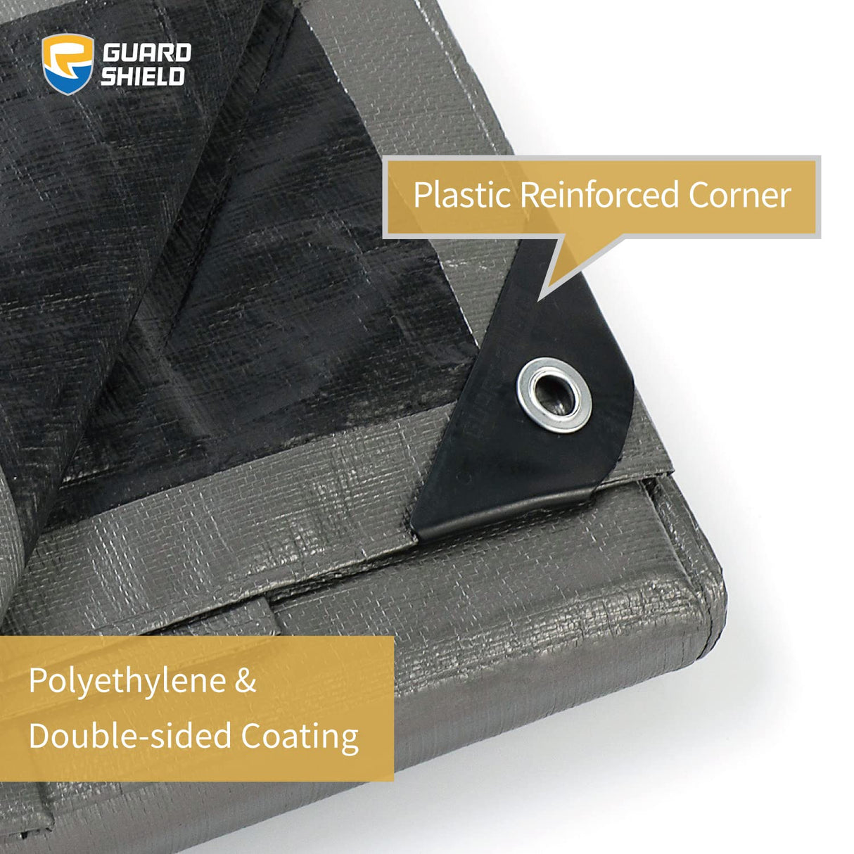 GUARD SHIELD Heavy Duty Tarp 12x20 Feet Silver/Black Multi Purpose Thick Waterproof Poly Tarp Cover 10mil GUARD SHIELD