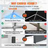 VEVOR Carport, 10x20ft Heavy Duty Car Canopy, Portable Garage with Roll-up Ventilated Windows & Removable Sidewalls, UV Resistant Waterproof VEVOR