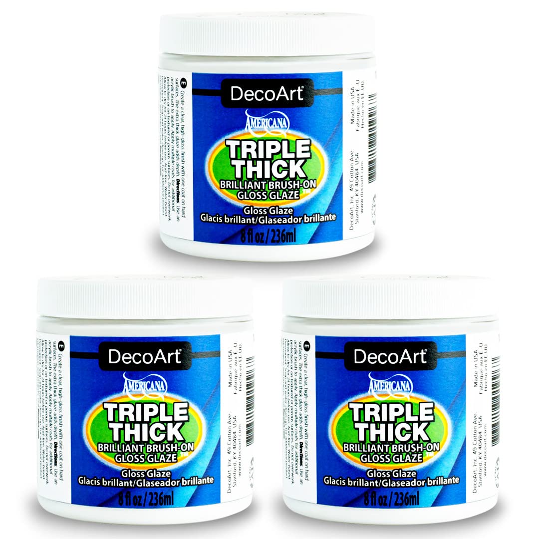 DecoArt Triple Thick Gloss Glaze - Jar, 8fl oz (3 Pack) - WoodArtSupply